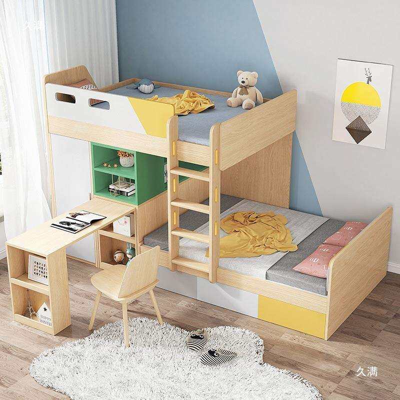 城堡公主床双胞胎大气上下平行交错装饰床儿童床书桌双人上下铺