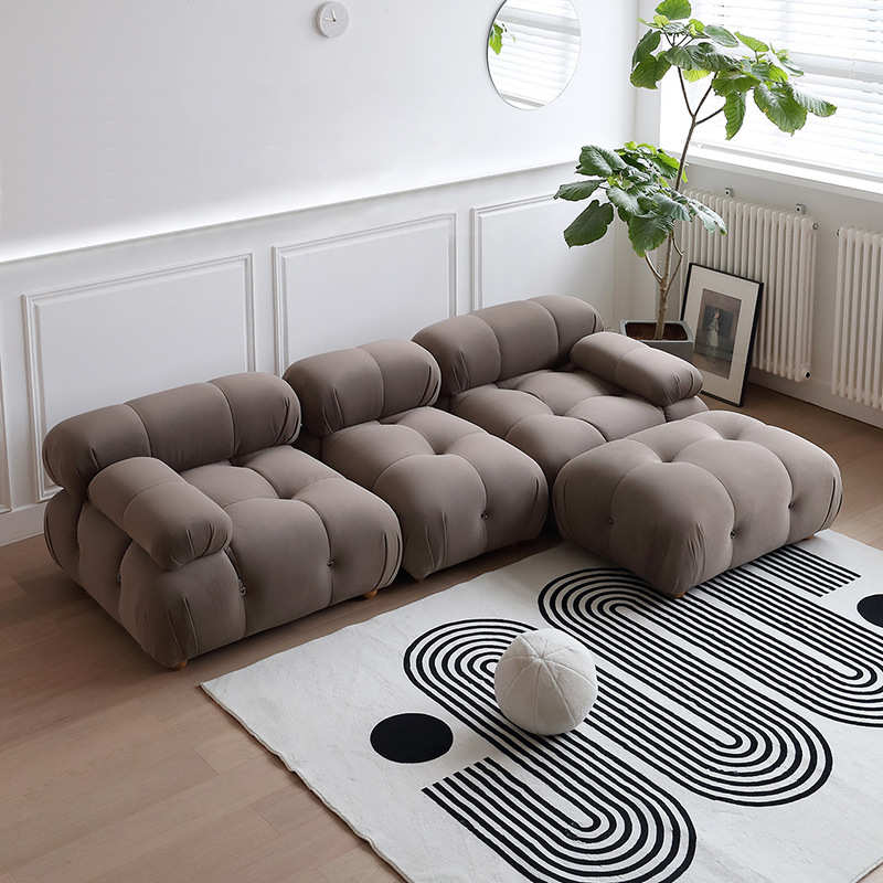 极绒布模块简意北欧方块拉简约&糕羊b沙发户型式日式扣大小组合b