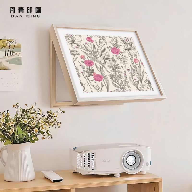 日式原木风电表箱装饰画配电闸开关盒遮挡可掀盖植物花卉挂画图片
