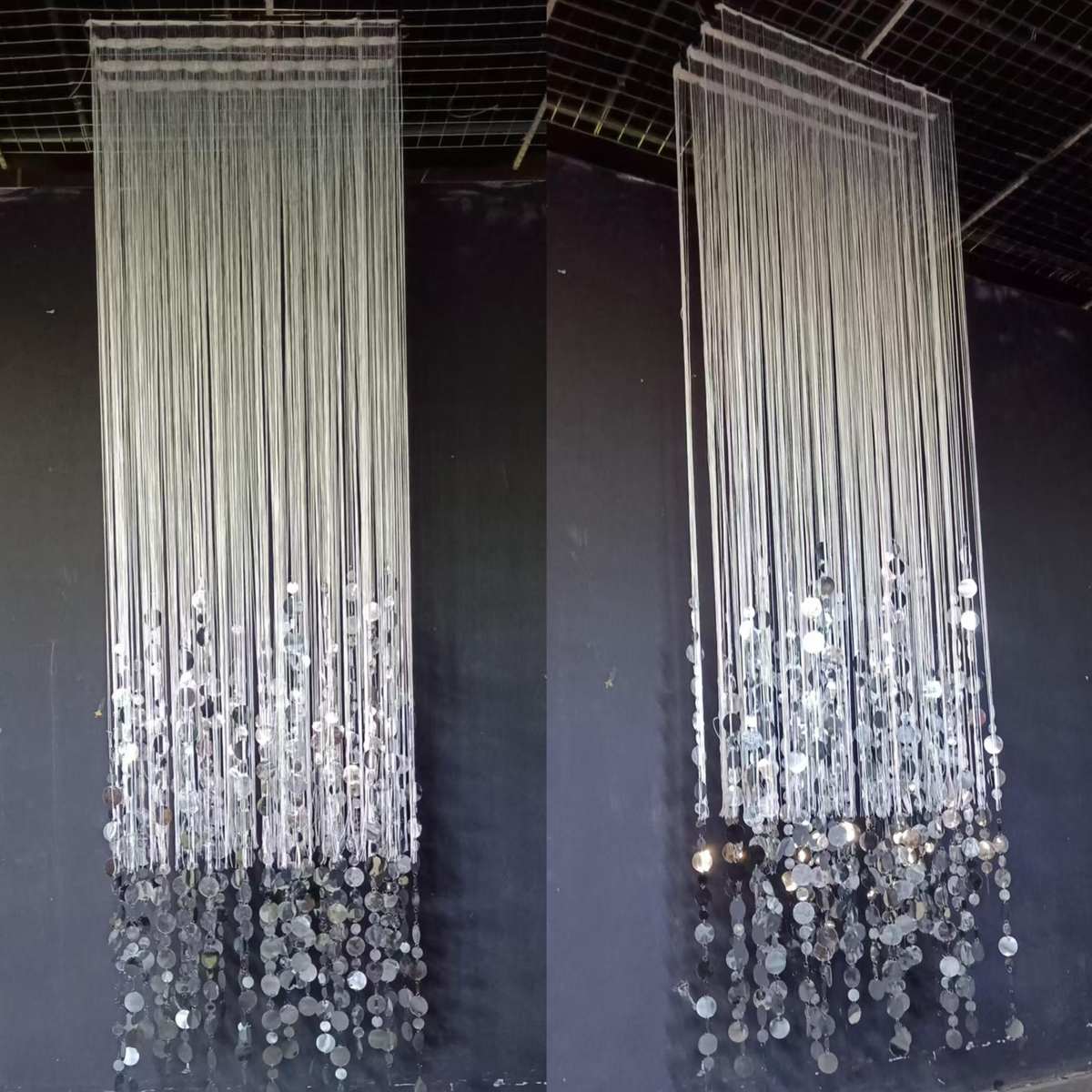 新款婚庆线帘流苏亮片挂件成品吊顶酒店婚礼堂背景圆片装饰韩式