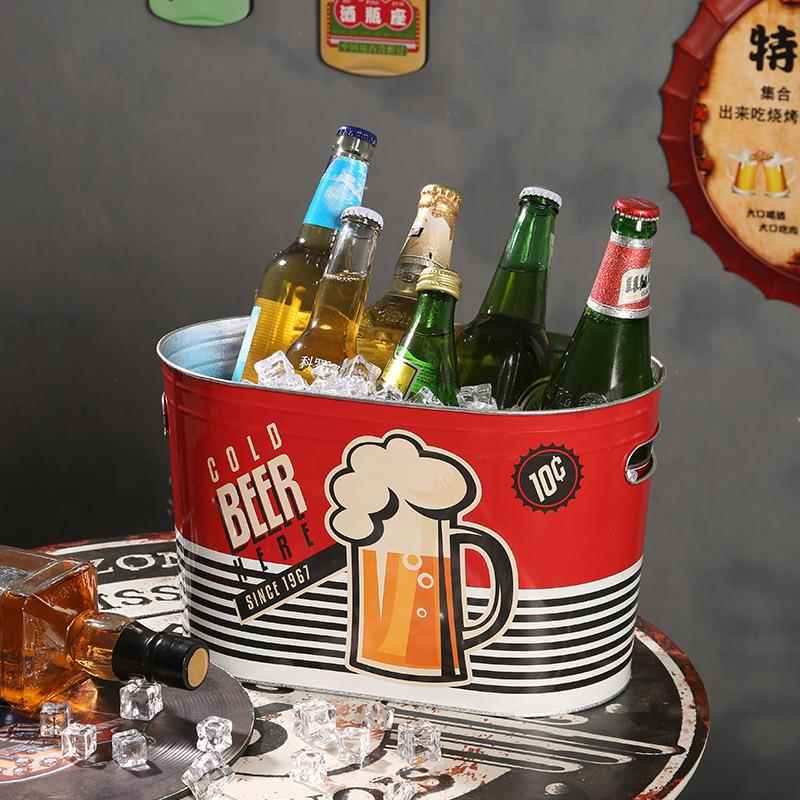 潮流啤酒冰桶提手酒吧KTV露营烧烤户外BEER香槟椭圆大容量冰块桶