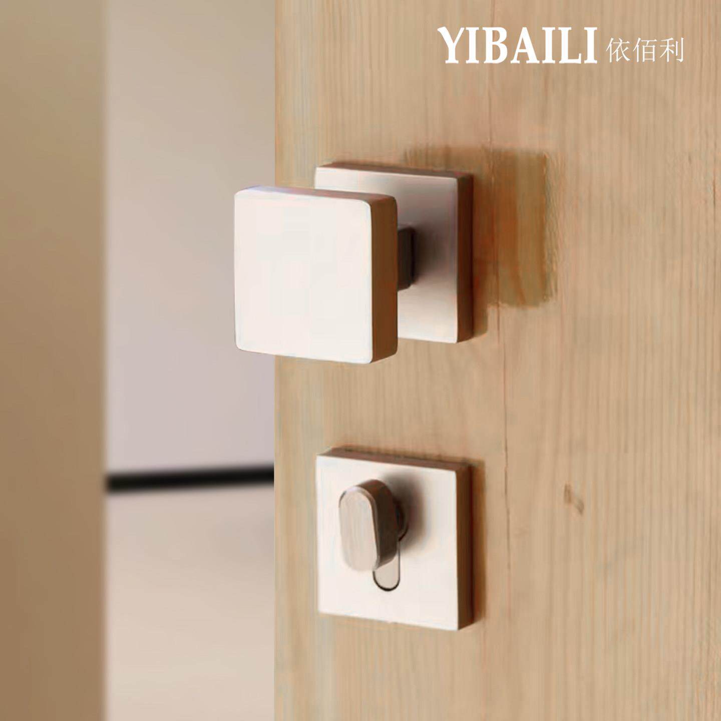 依利简约中古复古丝银不拉锈钢圆形手球形卧室把拉丝佰镍静音门锁