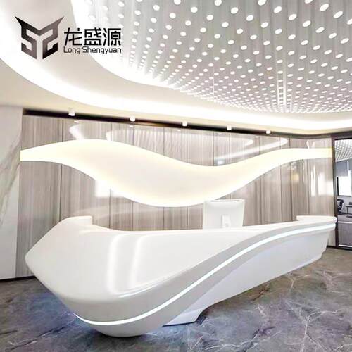 现代简约玻璃钢前台商场酒店接待台创意写字楼机场引导台酒吧吧台
