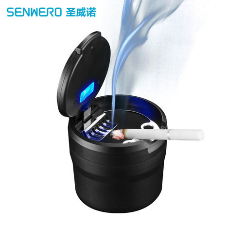 汽车烟灰缸防飞灰车载专用带盖金属烟缸夜光带灯创意车内装饰用品