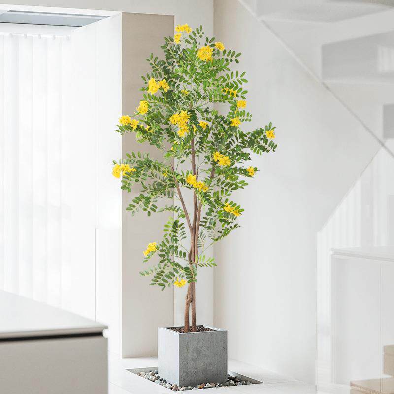 北欧风大型仿真绿植盆栽植物造景槐花树室内客厅落地假树装饰摆件