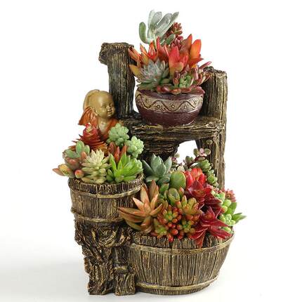 尚和道 新款热销多肉树脂花盆 家庭园艺彩绘拼盘花盆 植物花器