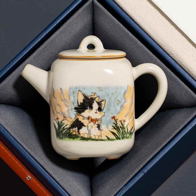 汝窑可240628-0爱猫有方壶泡茶家用陶2瓷壶办公室02茶6新款茶水单