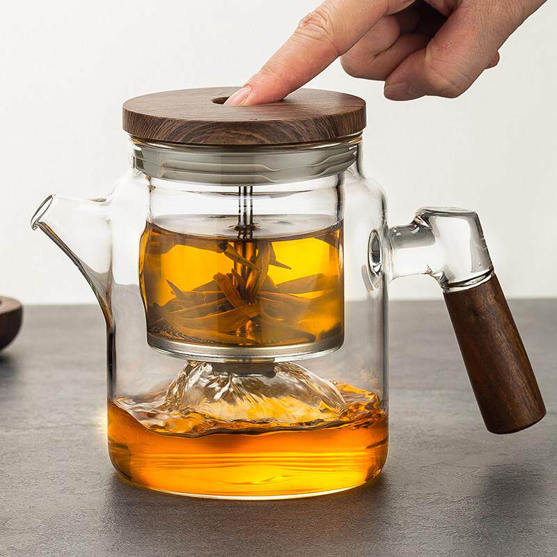 新款飘逸杯耐热玻璃按压泡茶壶一键茶水分离壶冲茶器高端家用茶具
