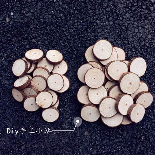 3-11cm一百片木片圆木片小木块diy材料手工原木片木头块年轮