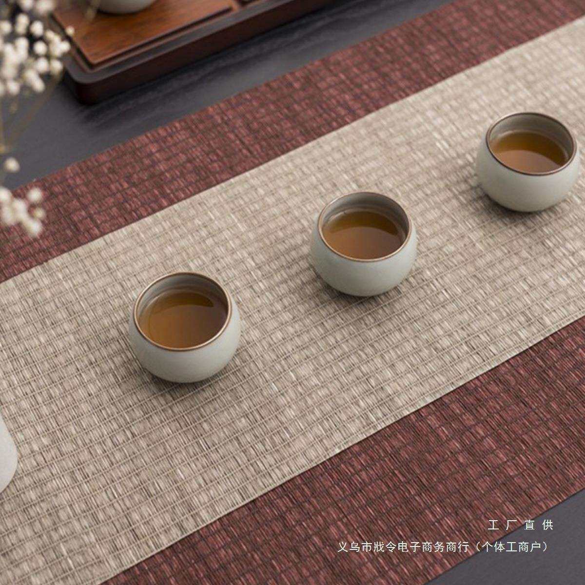 草编防水茶席新中式禅意桌旗竹席茶道茶旗茶垫日式茶桌垫套装