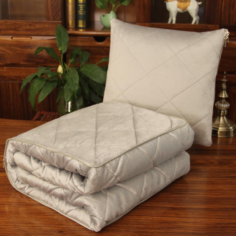 高档抱枕被被子两用加厚纯色抱枕公汽车空调靠垫办室午睡毛子毯靠