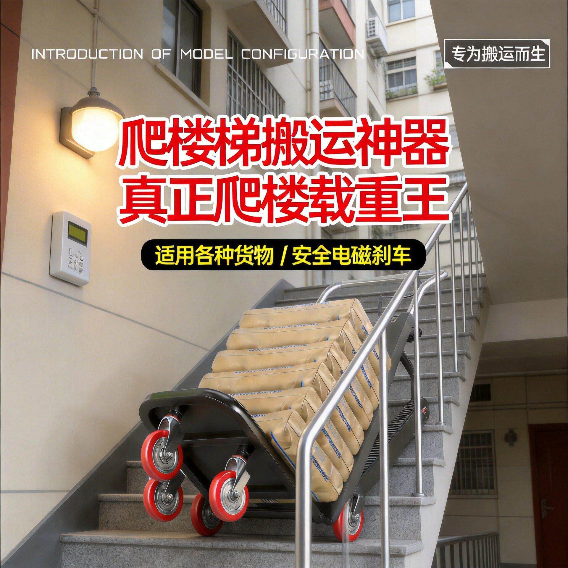 电动爬楼机自动上下爬楼梯神器搬运车家用家电履带式可折叠爬楼车