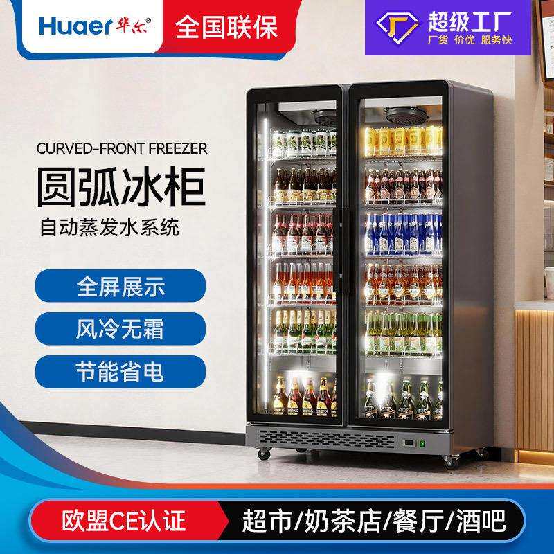 酒水展示柜立式冰柜商用冰箱双门饮料啤酒冷藏柜跨境厂家