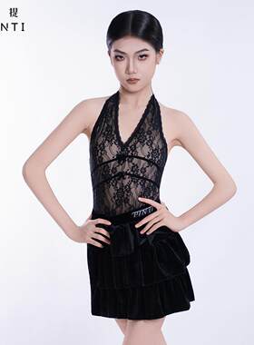 儿童表演服装小学生拉丁舞演出服练功服小学毕业照蕾丝舞蹈演出服