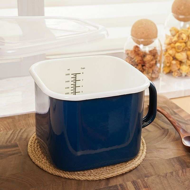 珐琅搪瓷加厚1.8L方形保鲜盒卷边泡面碗杯大容量保温快餐杯