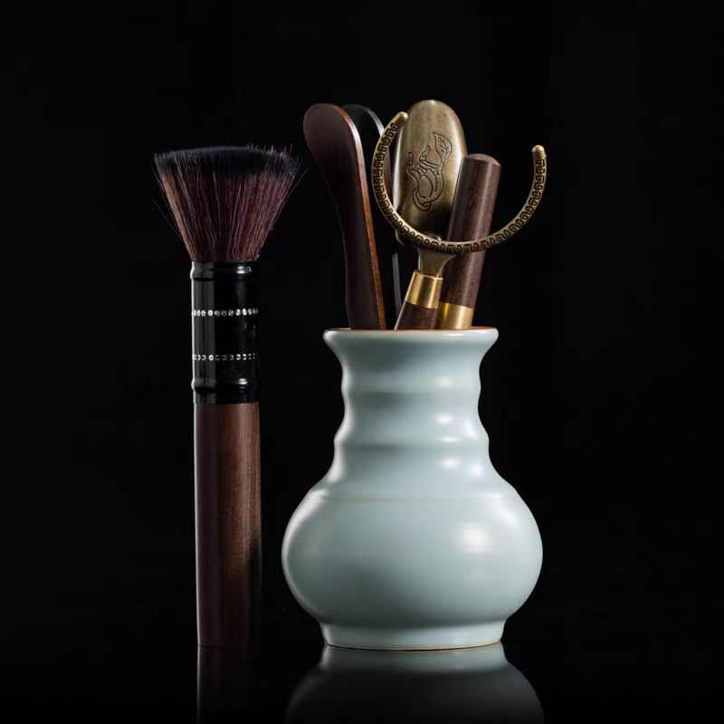 汝窑茶道六君子套装家用茶桌开片可养茶筒功夫茶具茶艺泡茶配件