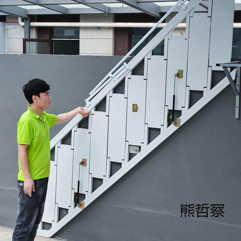 楼梯折叠梯子加厚结实家用室内外侧面式踏步铝合金靠墙阁楼楼梯