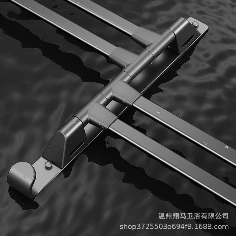 浴室卫生间活动旋转毛巾杆免打孔壁挂墙上淋浴房厕所置物架