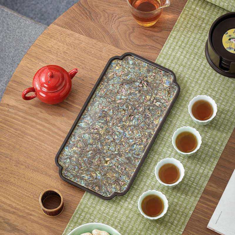 宜室茶话茶盘电木密胺螺钿大漆中式复古合金壶承茶承茶道茶具配件