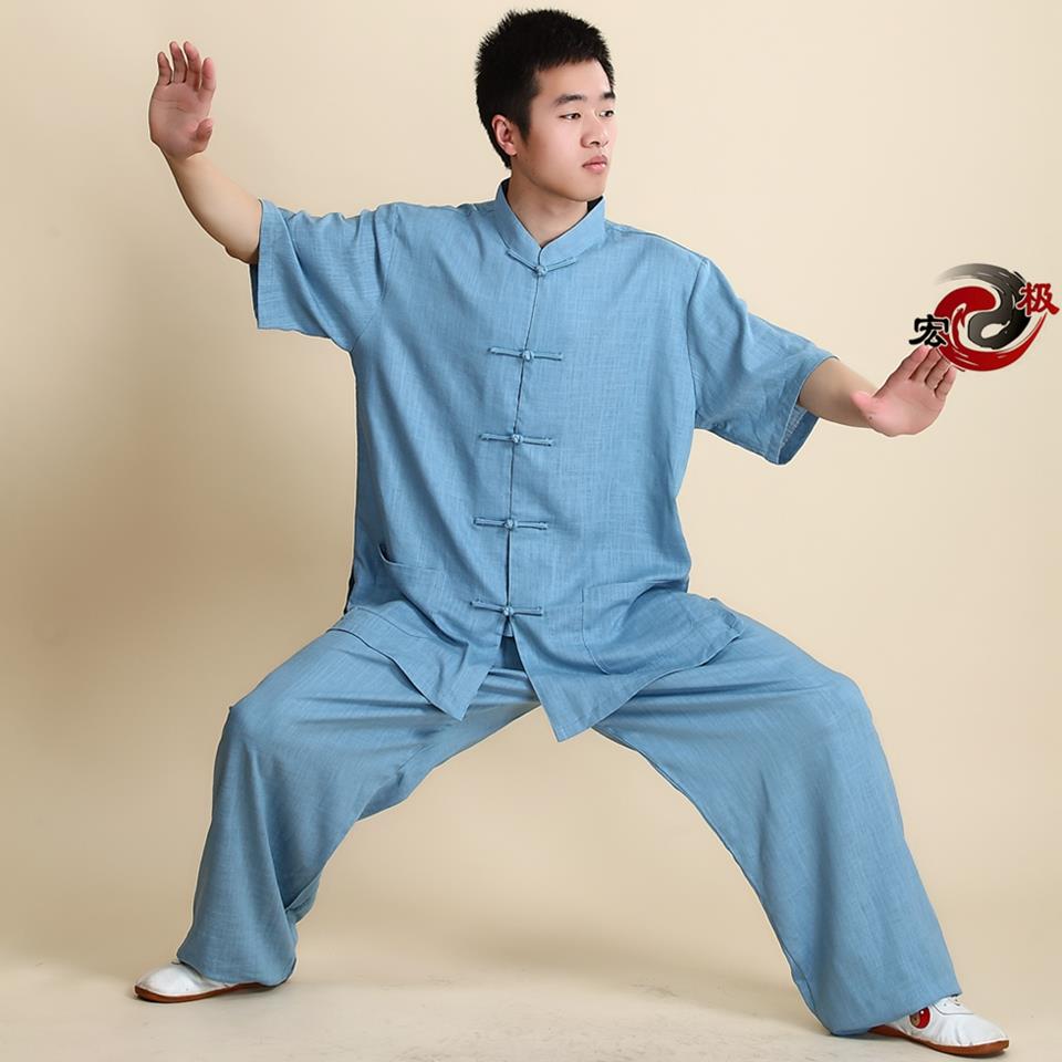 正品宏太极服男女棉麻春秋冬练功服中国风表演武术服极极太拳新服