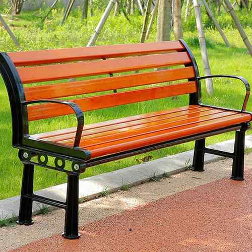 户外塑木公园椅铸铝脚休闲椅木休闲椅休息带靠背防锈