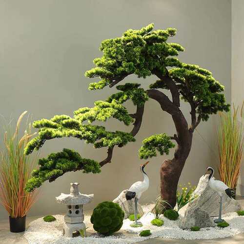 仿真树松树迎客松新中式装饰楼梯下摆件室内大型景观假树绿植造景