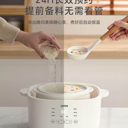 lotor徕多电炖盅隔水炖家用全自动陶瓷烹饪机炖煲汤大白电炖锅4人
