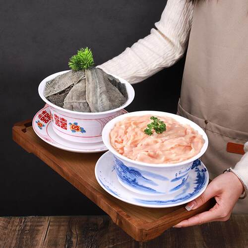 雅新密胺面碗超大号圆形盖碗创意火锅餐具高盖碗盅茶碗密胺茶杯碗