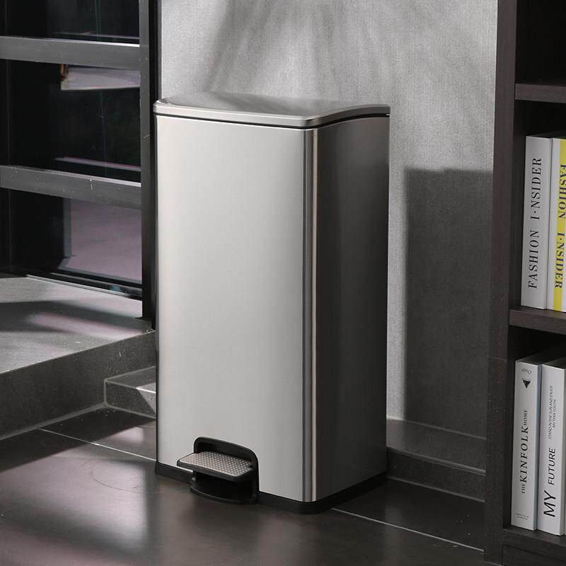 30升50L不锈钢脚踏式垃圾桶脚踩方形带盖子厨房客厅商用大容量厕