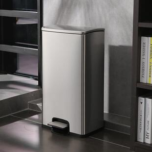 30升50L不锈钢脚踏式垃圾桶脚踩方形带盖子厨房客厅商用大容量厕