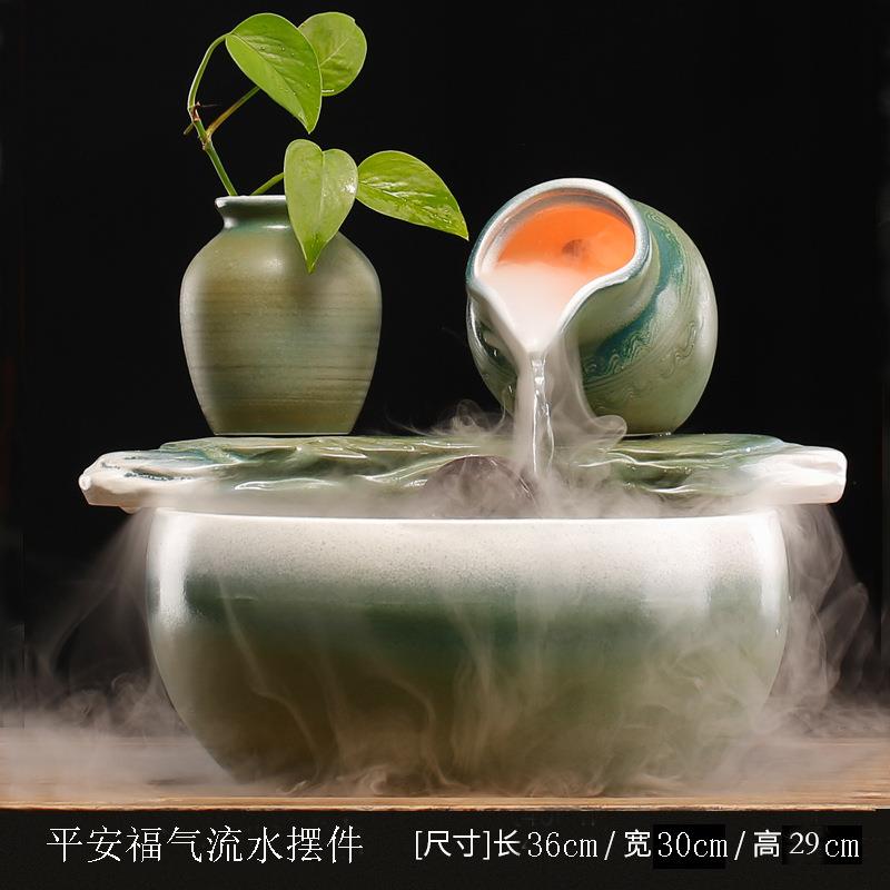 竹子工艺品循环水喷泉小型水车转轮流水景观玻璃鱼缸桌面水景摆件