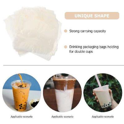 100 Pcs Beverages Double Cup Milk Tea Bag Takeaway Handbags
