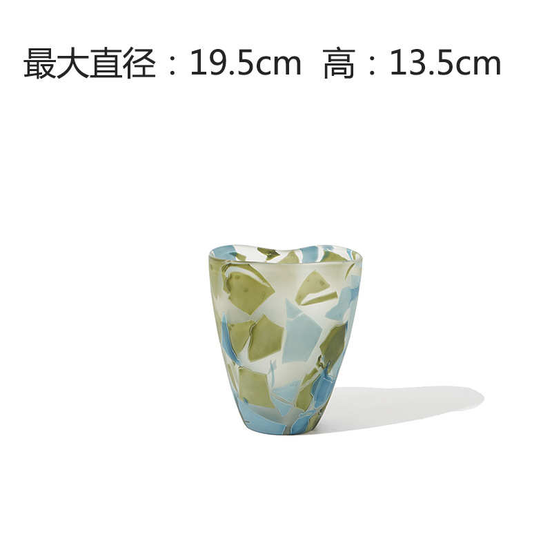 高级客厅装饰玻璃花瓶插花摆件器餐桌花纹花高档奢轻电视柜感中古