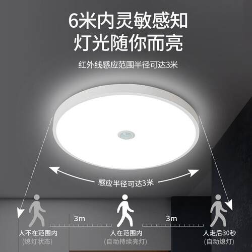 FSL佛山照明LED红外雷达微波人体感应吸顶灯楼梯走廊过道地下室灯