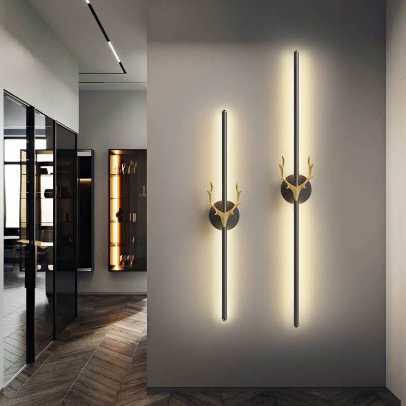 现代简约卧室鹿角床头灯北欧极简轻奢客厅酒店创意过道走廊墙壁灯