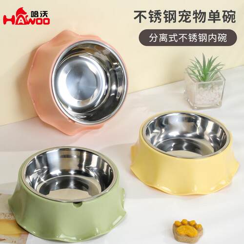 跨境宠物用品不锈钢猫碗大口径猫水碗喂食碗猫咪防打翻宠物碗