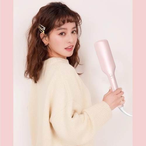 粉红色雷瓦Z7陶瓷卷发棒水波纹卷蛋卷棒蛋糕电卷棒三棒卷发器