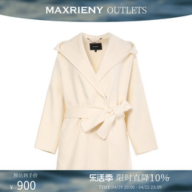 奥莱maxrieny连帽羊绒，外套中长款冬季毛呢大衣女