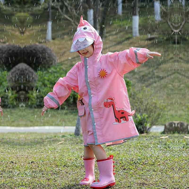 新款直销跨境恐龙雨衣反光带书包位立体儿童雨衣男女童幼儿园小孩