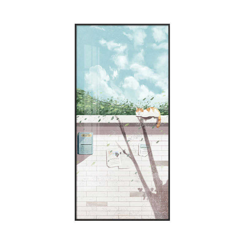 卡通温馨风景壁画入户进门走廊过道工作室挂画现代简约玄关装饰画图片