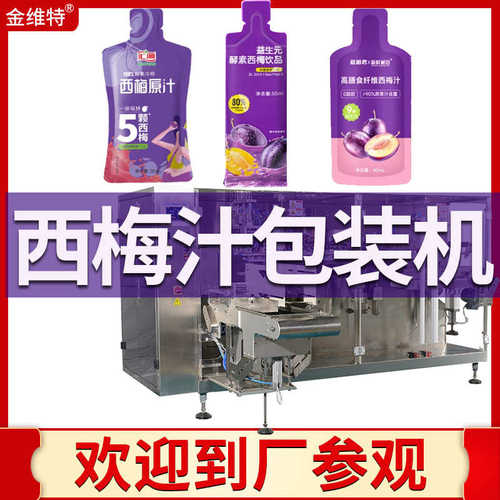 全自动双头液体水平给袋机 异形袋果汁饮品包装机 西梅汁包装机