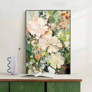 大芬村绿色肌理油画落地画壁画客厅艺术桌面摆装 饰画玄关沙发挂画