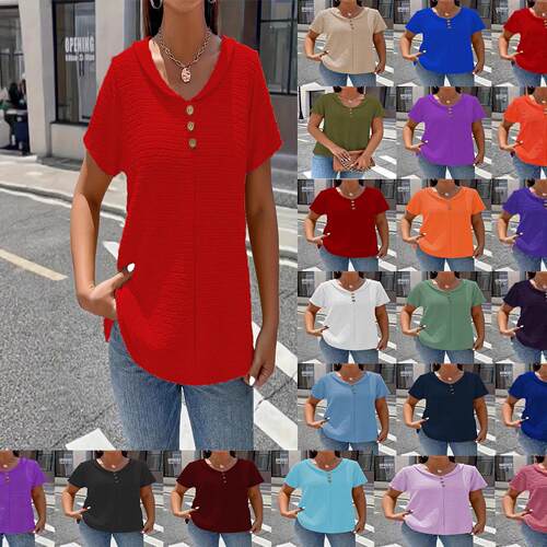 Spring Summer Color Button Doll Collar Sleeve Shirt Women