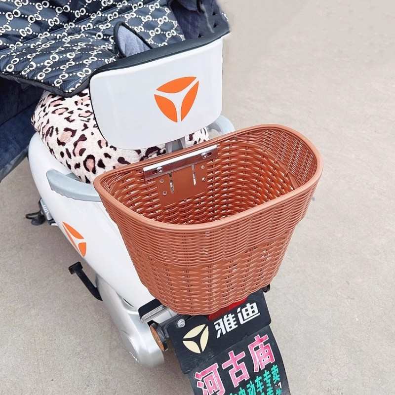 电摩车后置车筐电动踏板车后尾挂篮加大书包车篓后用靠背菜篮挂篮