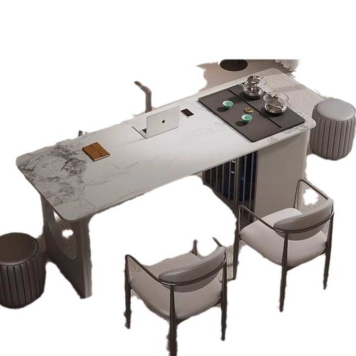 新中式岩板茶桌椅组合轻奢泡茶台现代简约功夫茶台办公喝茶桌一体