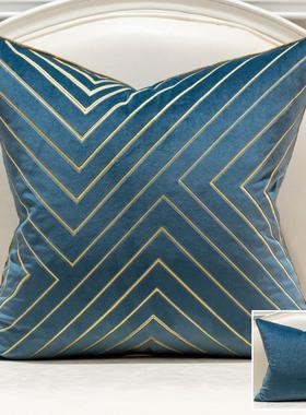 高档简约现制轻奢客厅腰沙发靠枕靠垫抱枕套正方形代枕含芯定黄色