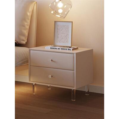 法式奶油风床头柜实木抽屉简约现代柜子床边柜