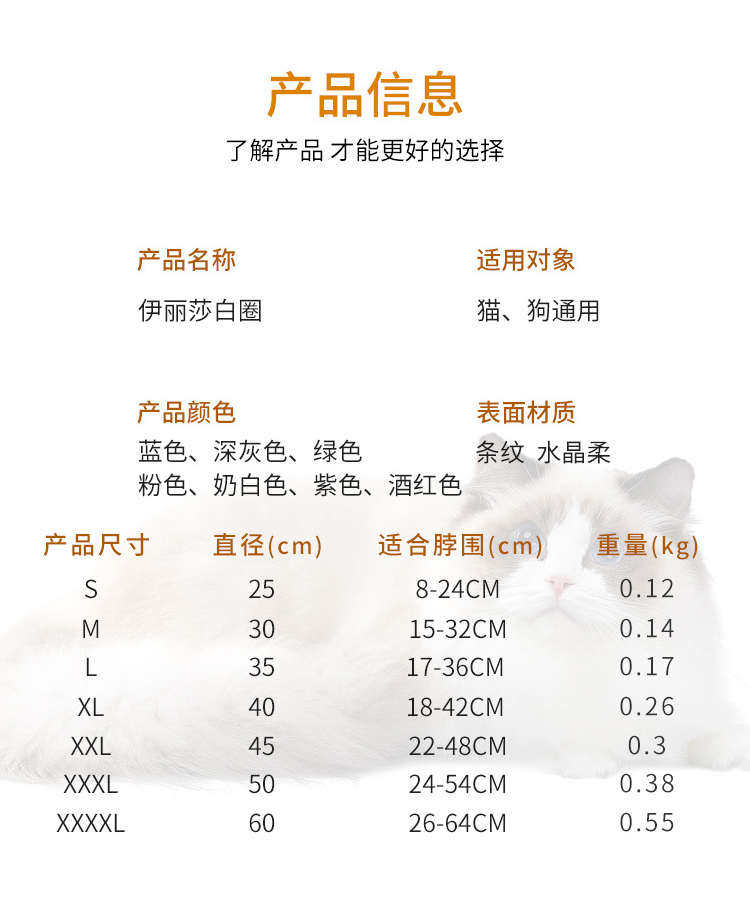 ПЭТ Элизабет 伊丽莎白圈猫脖圈猫咪项圈狗狗头套颈圈猫猫宠物狗用品防咬 防舔
