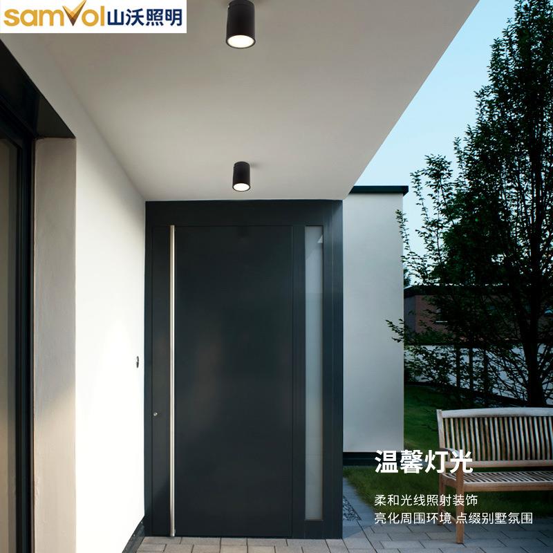筒灯户外防水明装室外吸顶门头嵌入式阳台过道走廊投光灯强光光束