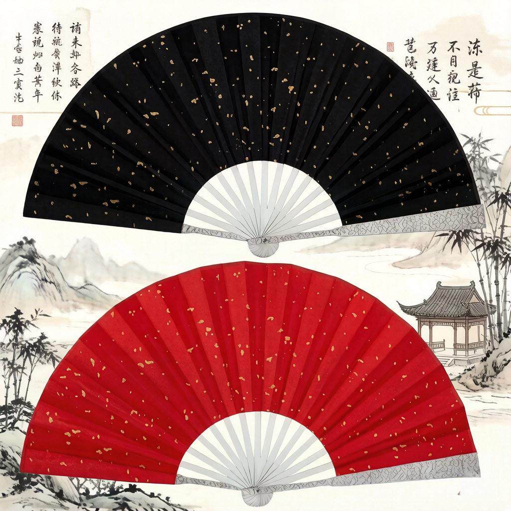 玄铁重扇锻打锤纹玄铁扇全金属扇骨绢布扇面折扇国风扇子冷兵器图片